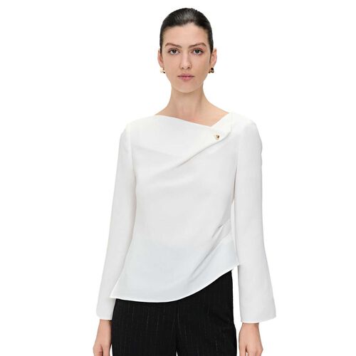 Veronika Maine Double Weave Button Neck Top